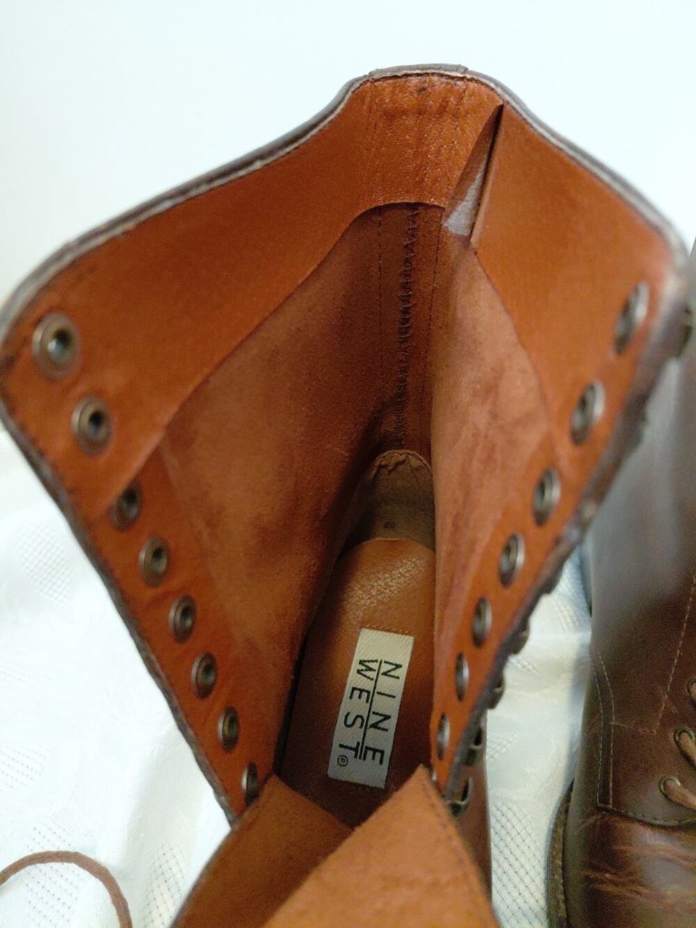 Vintage Nine West Brown Leather Lace Up Boots Edwardian Cottagecore 10 - Picture 10 of 11